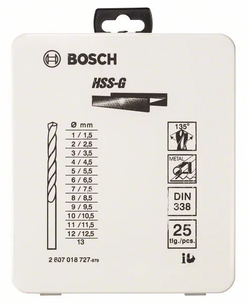 BOSCH ROBERT POWER TOOLS GMBH 25tlg. Metallkassette Metallbohrer-Set HSS-G, DIN Pic_3