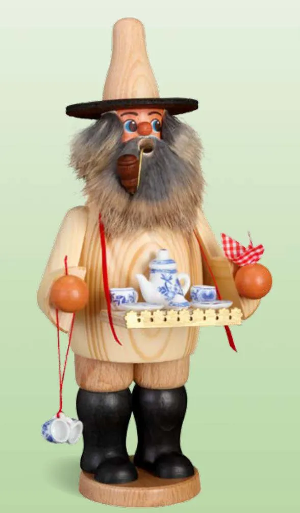 Erzgebirgische Volkskunst Schmidt Räuchermann Porzellanhändler- Höhe 26 cm Pic_1