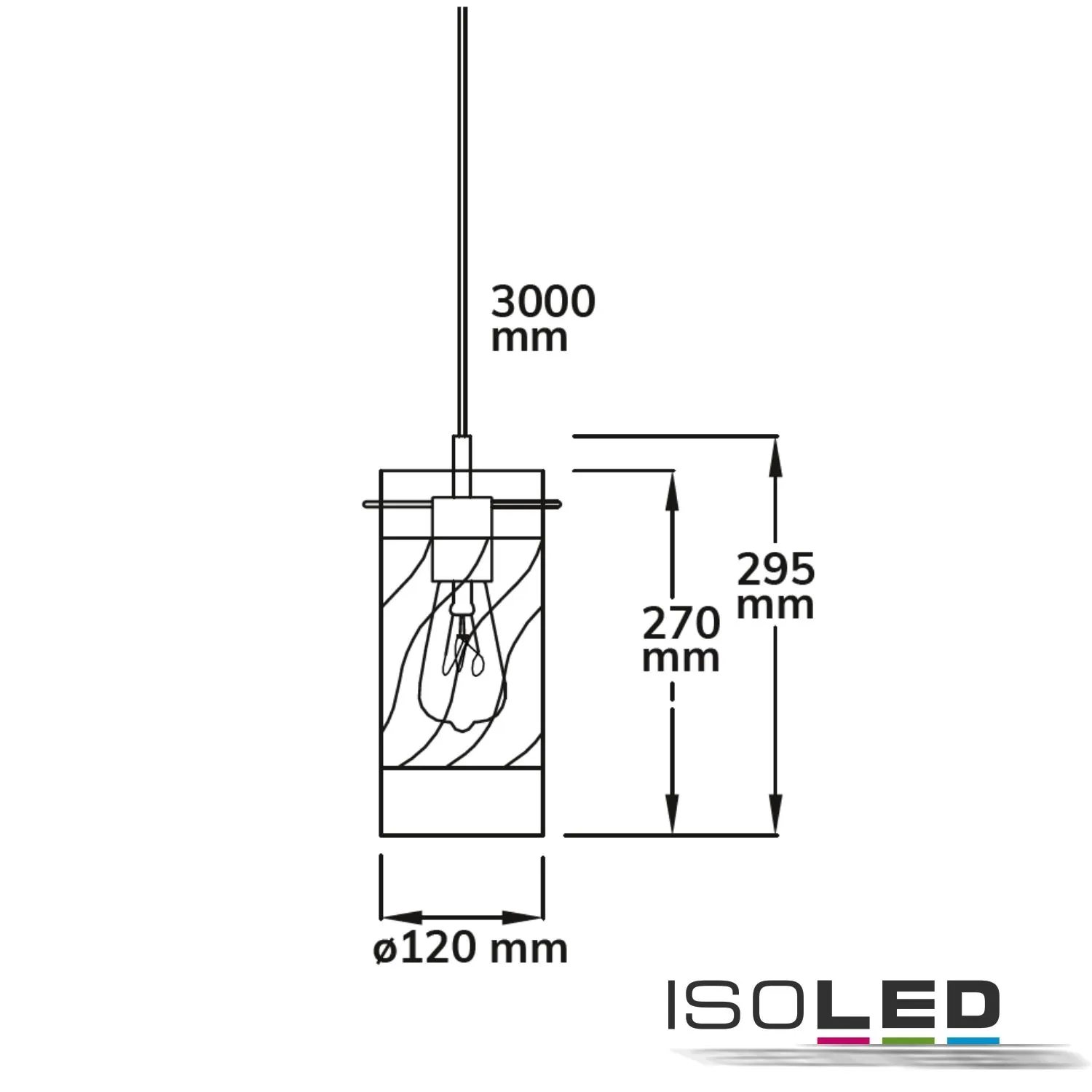 ISOLED Pendelleuchte, Smoky curled Glas, E27 Pic_1