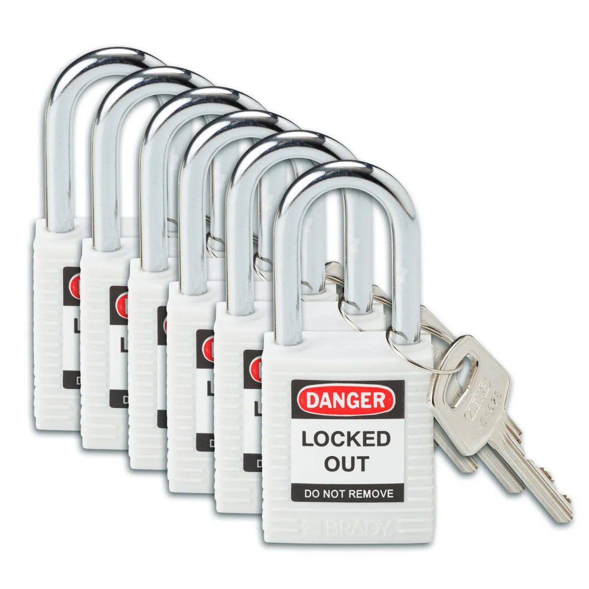 Brady SFTY PADLOCK STEEL 38MM SHA WHITE 6/PAC Pic_1