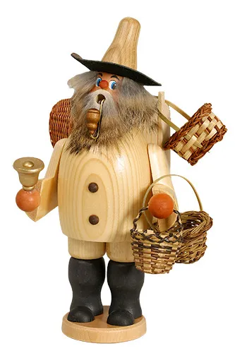 Erzgebirgische Volkskunst Schmidt Räuchermann Korbhändler natur - Höhe 26 cm Pic_1