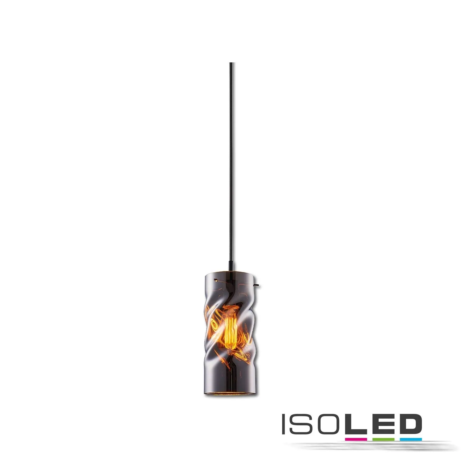 ISOLED Pendelleuchte, Smoky curled Glas, E27 Pic_2