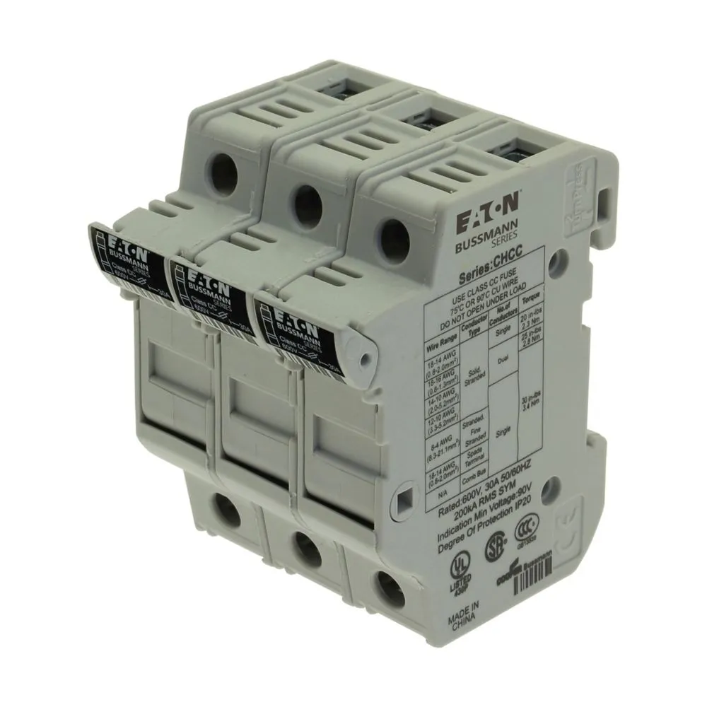 Eaton Electric 3Pole 30A 600V MFH For 10X38 Class CC Pic_1