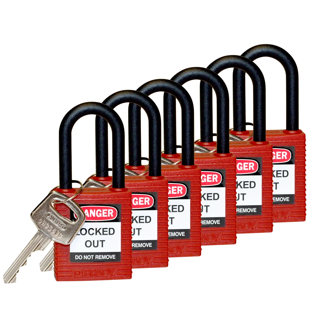Brady SFTY PADLOCK NYLON 38MM SHA RED 6/PAC Pic_1
