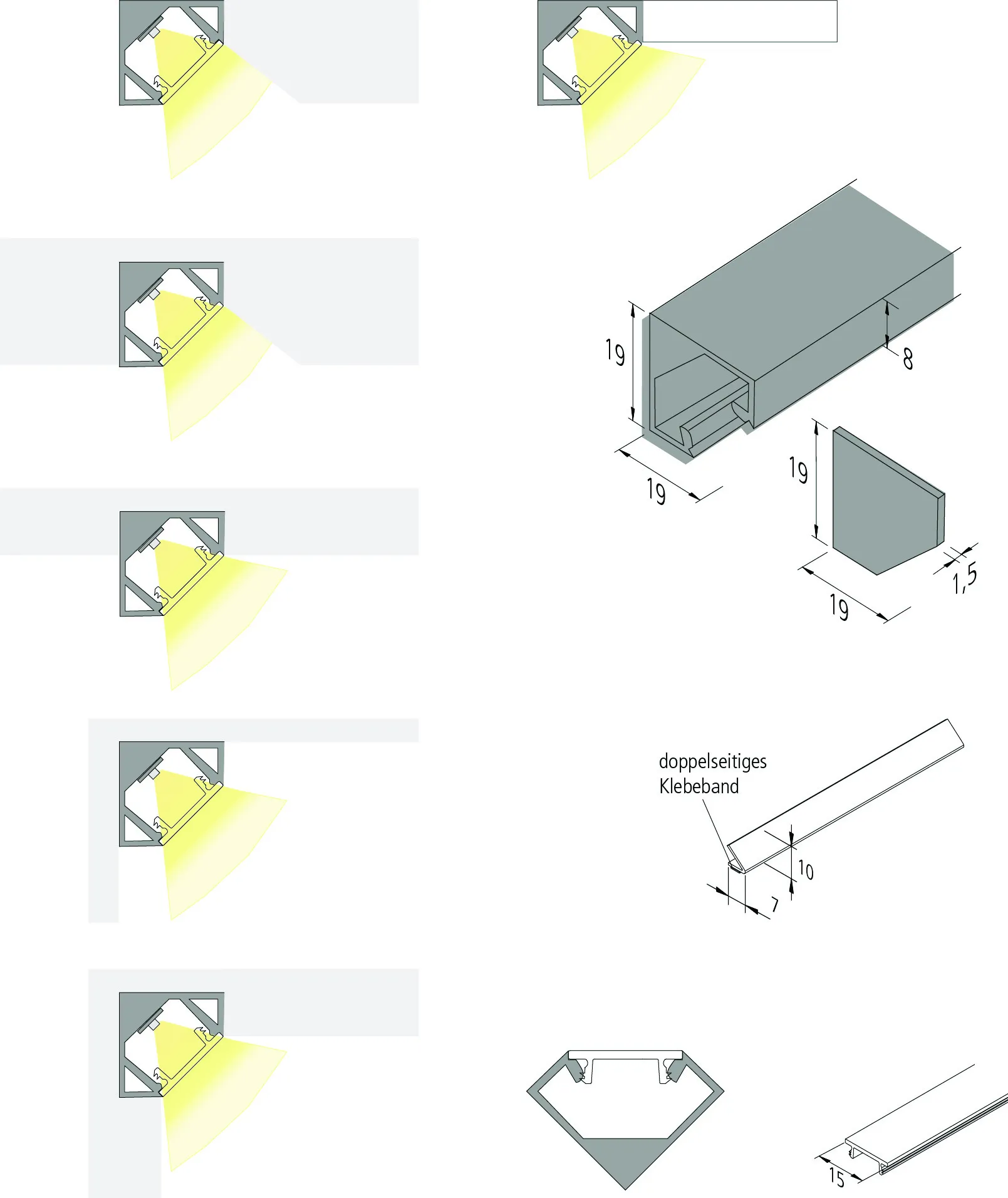 Hera, Enger LED Eckprofil 10mm 45° 1m Pic_2