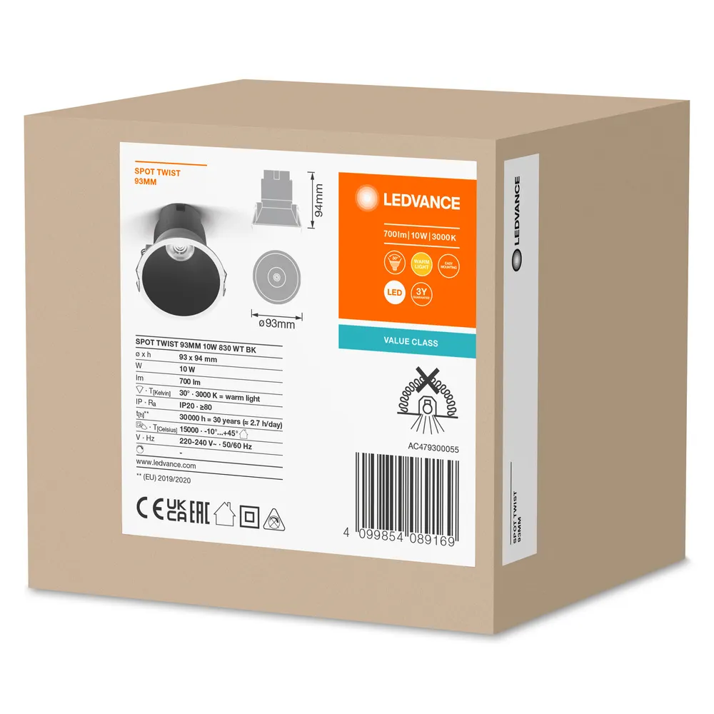 Ledvance Spot Twist 93mm 10W 3000K White Black Pic_1