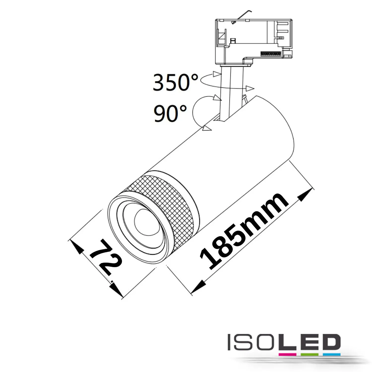 ISOLED 3-PH Schienen-Strahler fokussierbar, 24W Pic_1