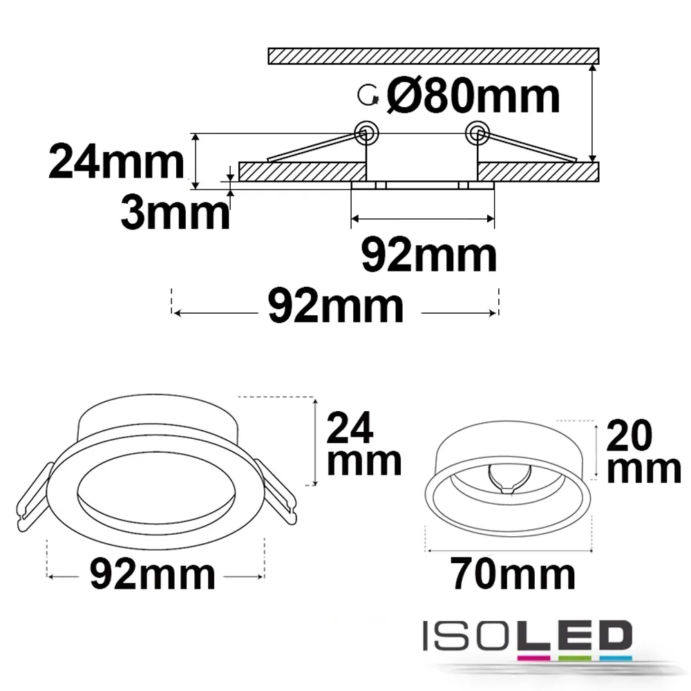 ISOLED Einbaurahmen Kombi für GU10/MR16 Pic_1