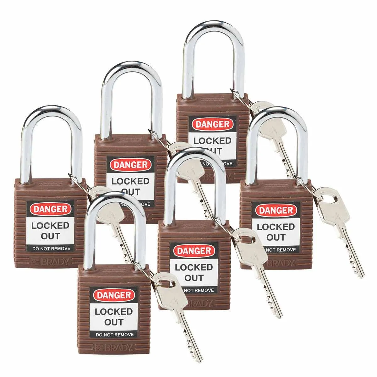 Brady SFTY PADLOCK STEEL 38MM SHA BROWN 6/PAC Pic_1