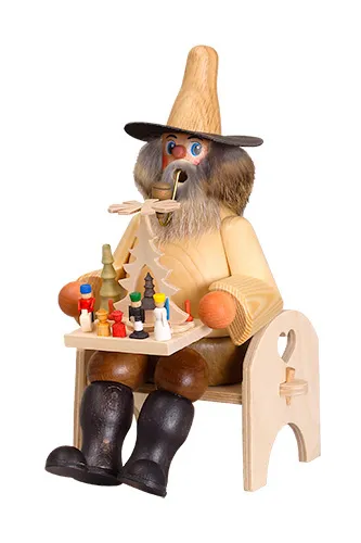 Erzgebirgische Volkskunst Schmidt Räuchermann Erzgebirgshändler- Höhe 24 cm Pic_1