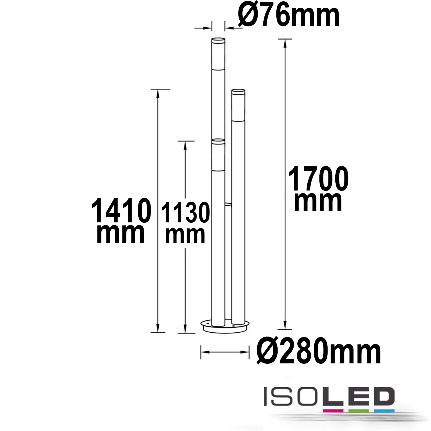 ISOLED Pollerleuchte 1700 anthrazit, IP44 Pic_1