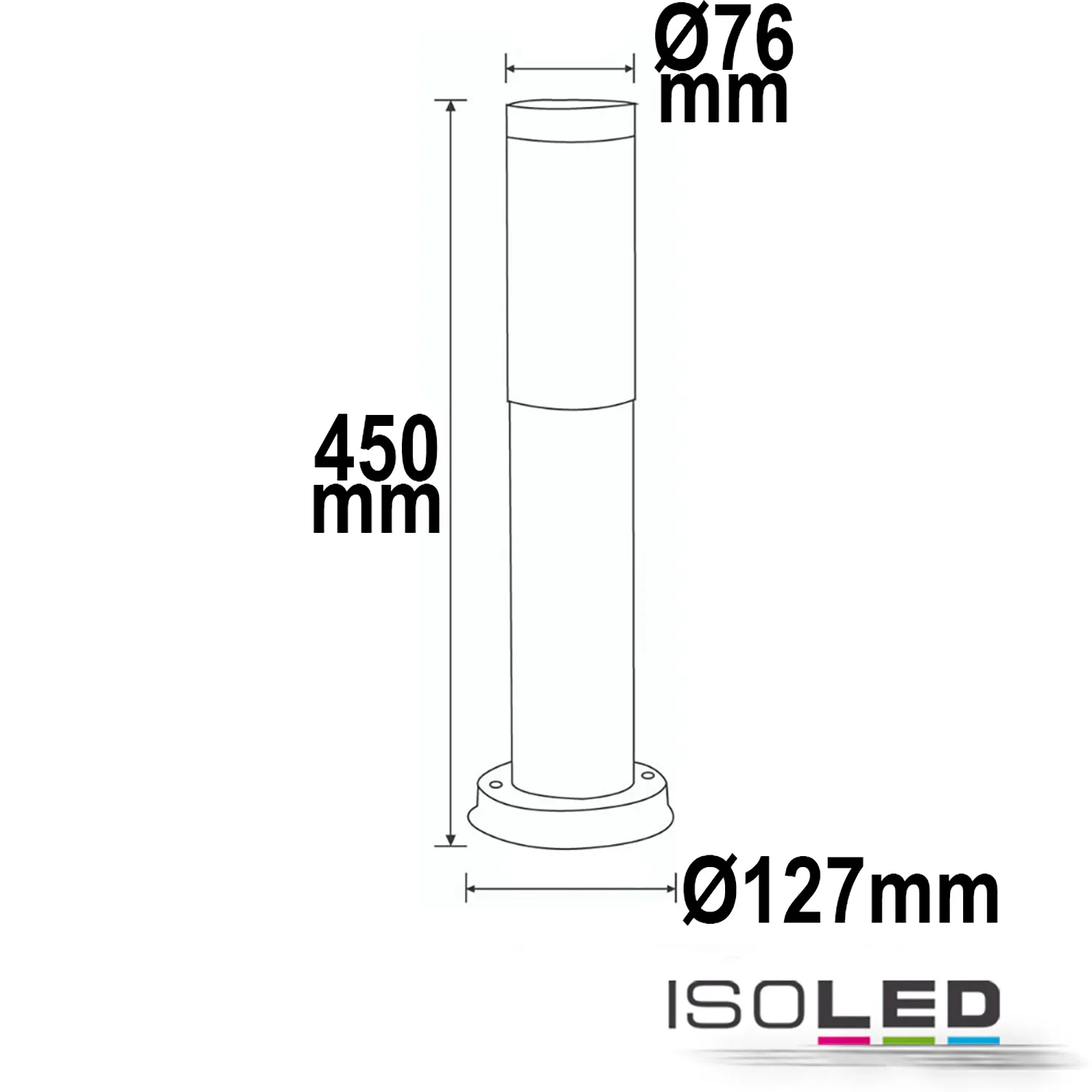 ISOLED Pollerleuchte 450 edelstahl, IP44 Pic_1