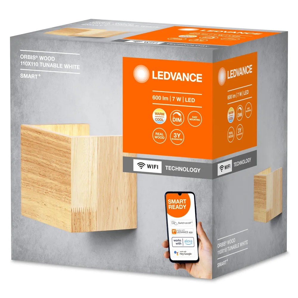 Ledvance SMART+ Wifi Orbis Wall Wood 110X110mm TW Pic_1