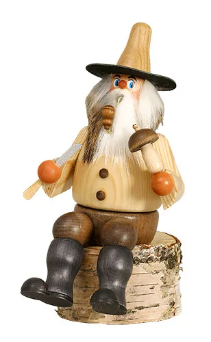 Erzgebirgische Volkskunst Schmidt Räuchermann Pilzputzer natur - Höhe 24 cm Pic_1