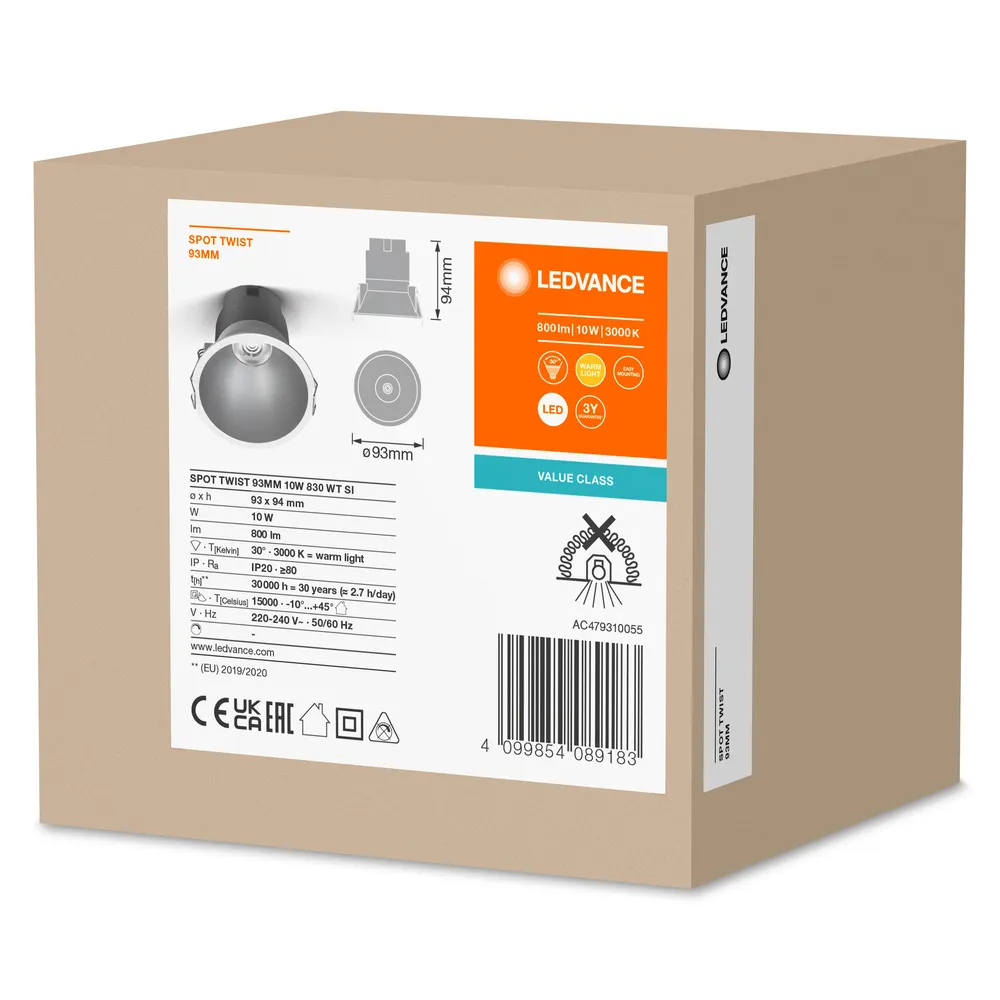 Ledvance Spot Twist 93mm 10W 3000K White Silver Pic_2