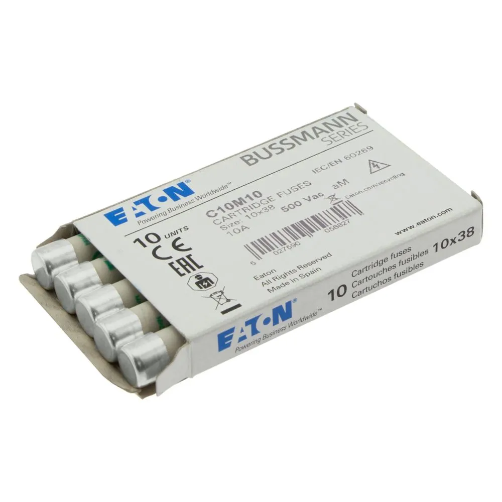 Eaton Electric CYLINDRICAL FUSE 10 x 38 10A AM 500V AC Pic_1