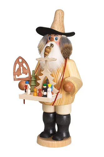 Erzgebirgische Volkskunst Schmidt Räuchermann Erzgebirgshändler - Höhe 26 cm Pic_1