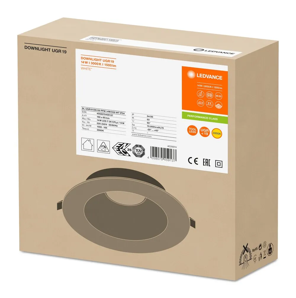 Ledvance DL UGR19 PFM DN155 14 W 830 WT IP54 Pic_2