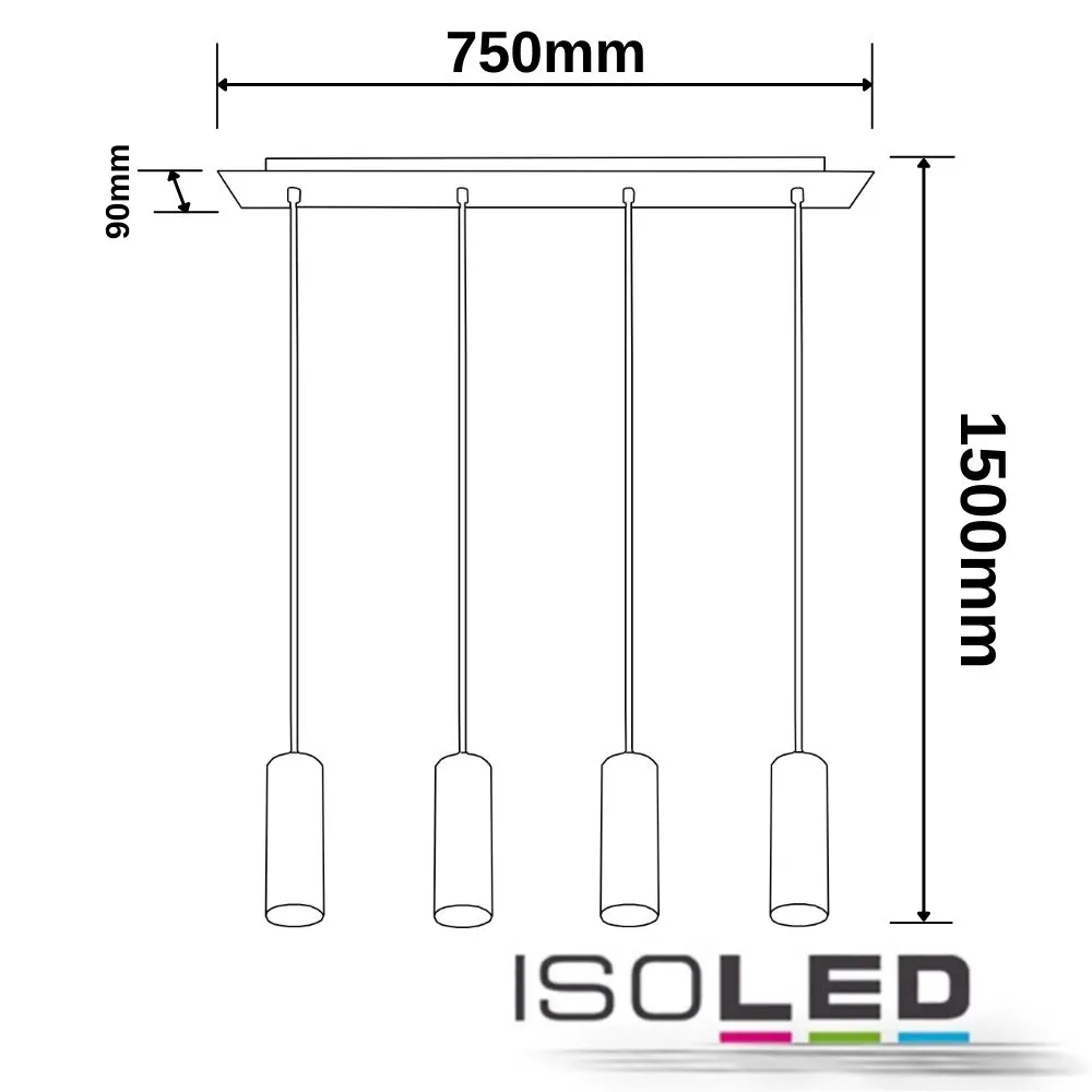 ISOLED Hängeleuchte schwarz matt, 4xGU10 Pic_1