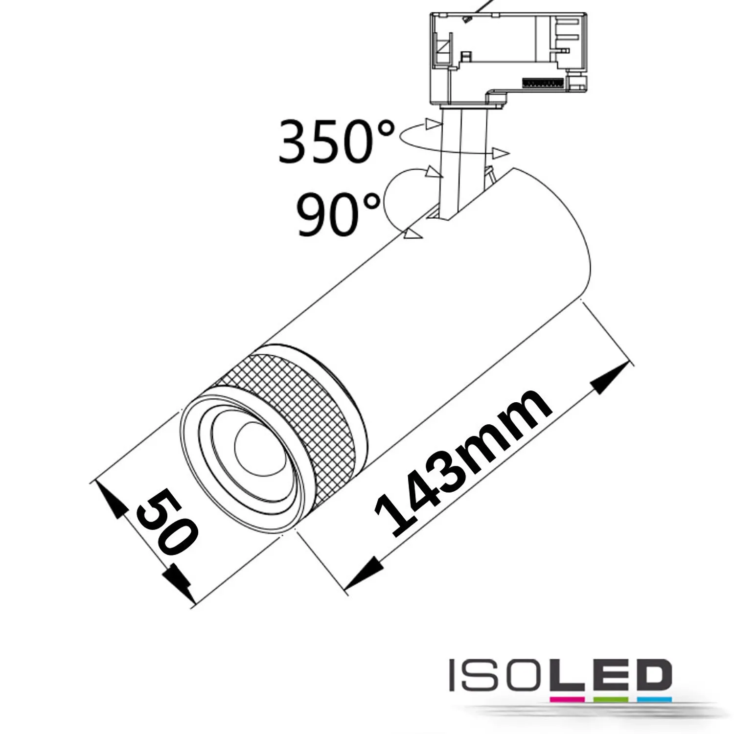 ISOLED 3-PH Schienen-Strahler fokussierbar, 8W Pic_1