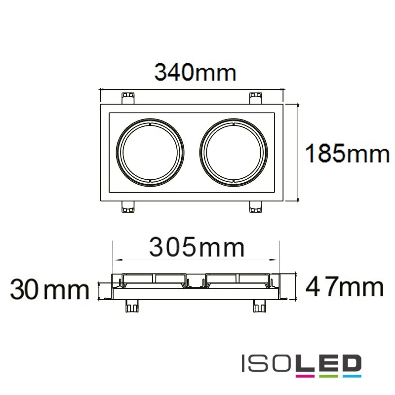 ISOLED Einbaurahmen AR111, eckig, 2 fach Pic_1