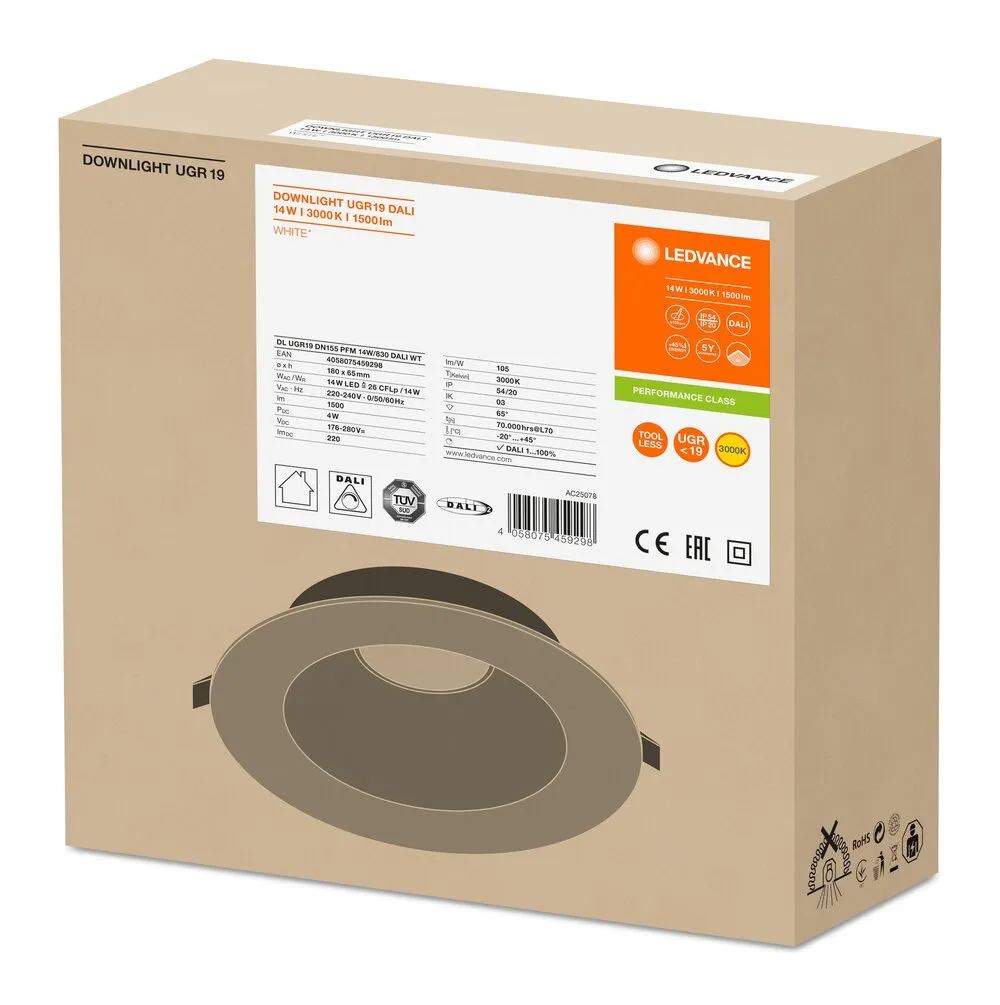 LEDVANCE GMBH DL UGR19 PFM DN155 14 W 830 WT IP54 DALI Pic_2