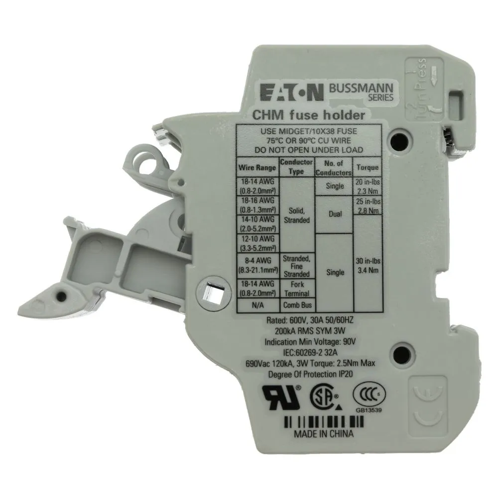 Eaton Electric 2Pole 30A 600V MFH For 10X38 Midget fuse Pic_2