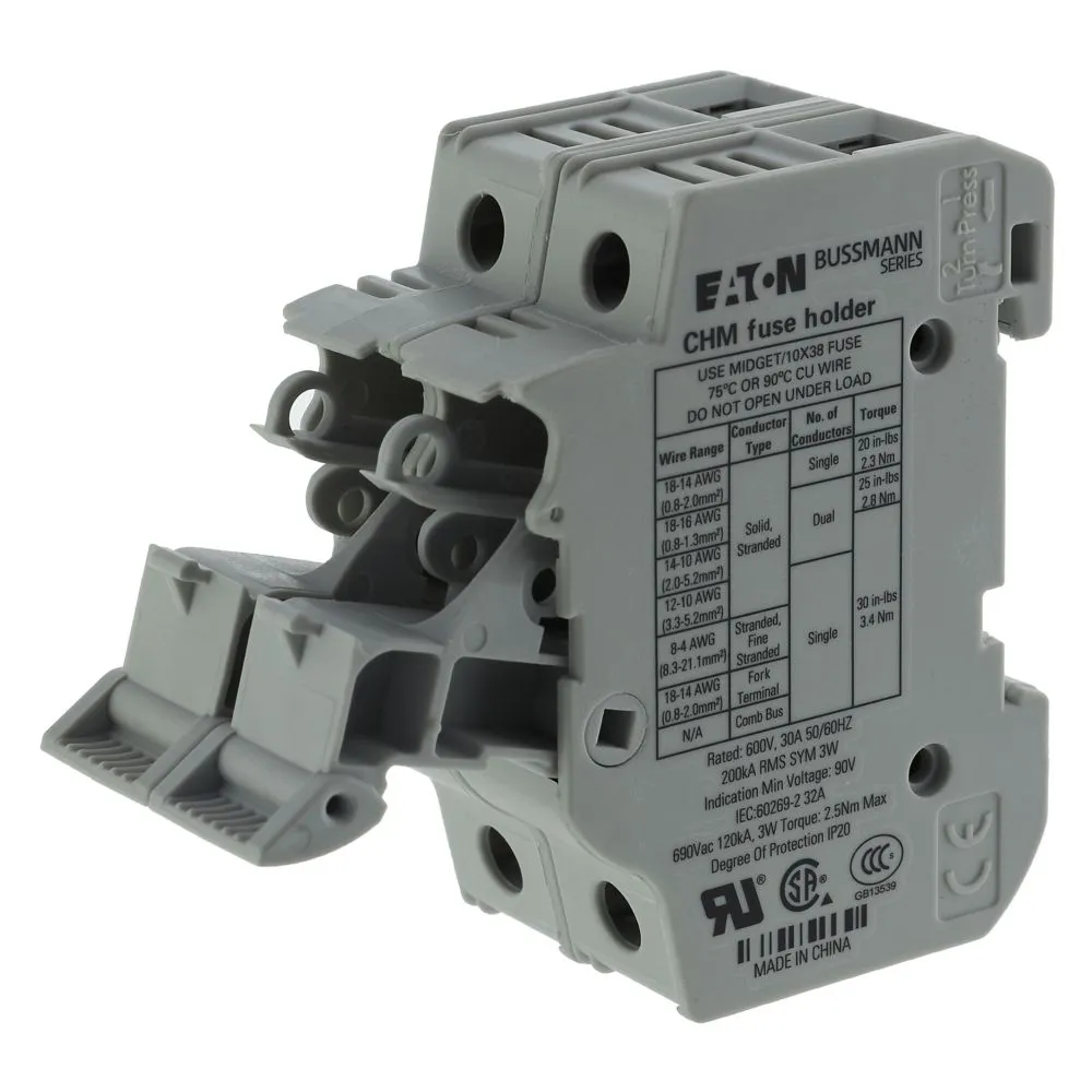 Eaton Electric 2Pole 30A 600V MFH For 10X38 Midget fuse Pic_1