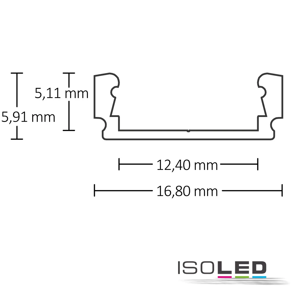 ISOLED LED Aufbauprofil SURF12 FLAT Aluminium Pic_2