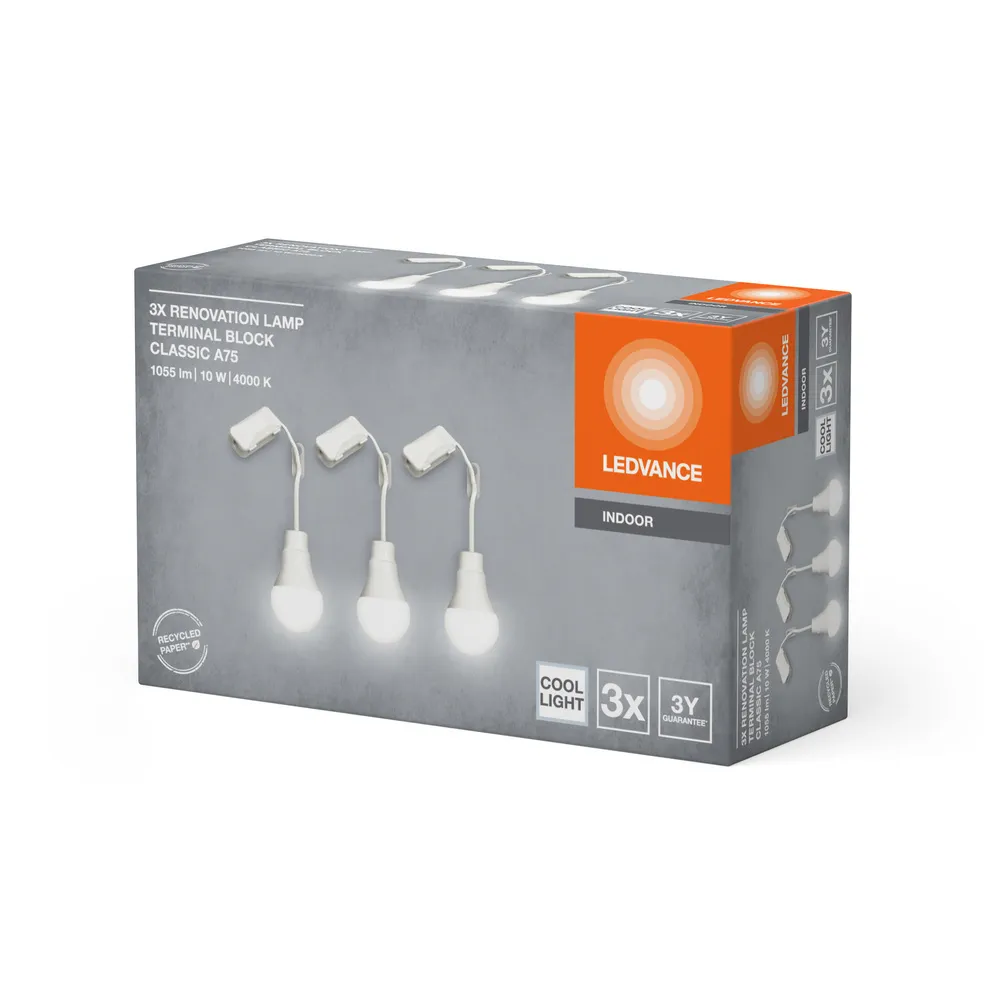 Ledvance Renovation Lamp A75 Term. Block10W 840 Triple Pack Pic_1