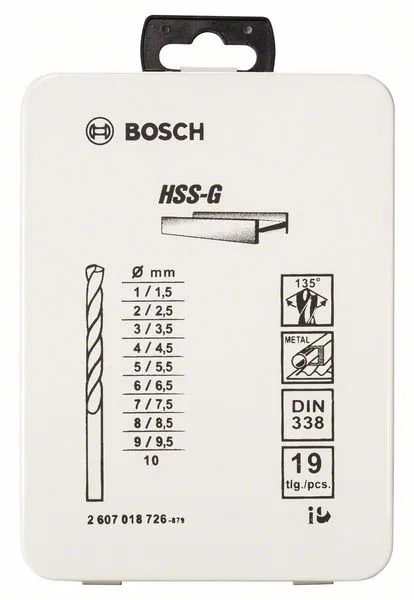 BOSCH ROBERT POWER TOOLS GMBH 19tlg. Metallkassette Metallbohrer-Set HSS-G, DIN Pic_3