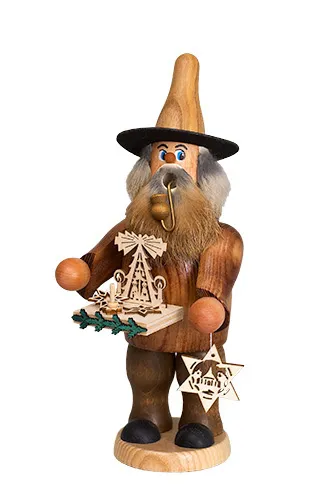 Erzgebirgische Volkskunst Schmidt Räuchermann Händler- Höhe 20 cm Pic_1