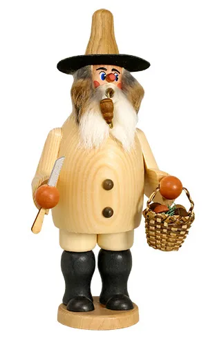 Erzgebirgische Volkskunst Schmidt Räuchermann Pilzsammler - Höhe 26 cm Pic_1