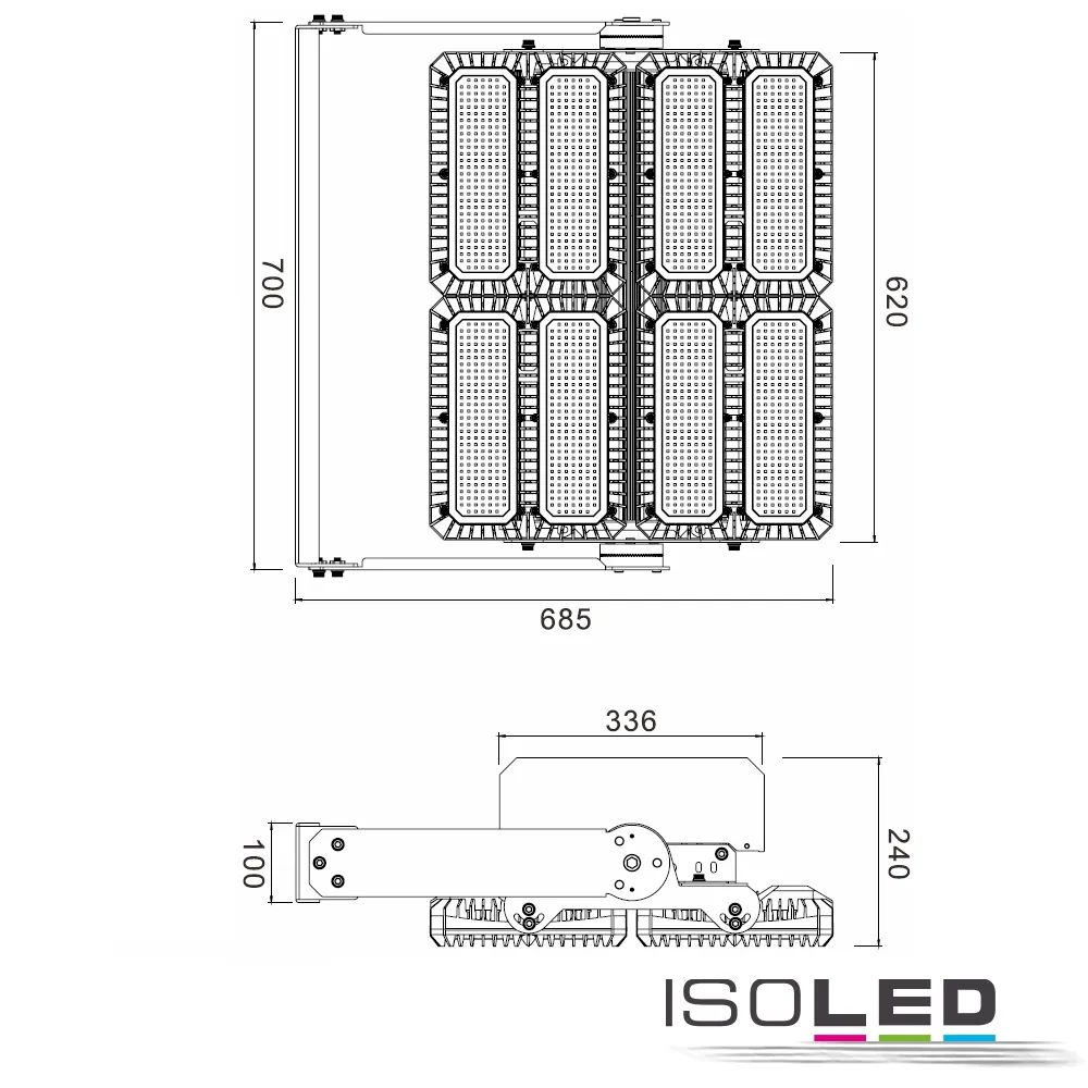 ISOLED LED Flutlicht 900W, 130x40° Pic_2