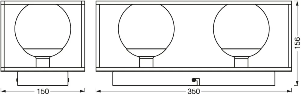 Ledvance Decor Square 350x150mm 2 x G9 IP44 BK Pic_3