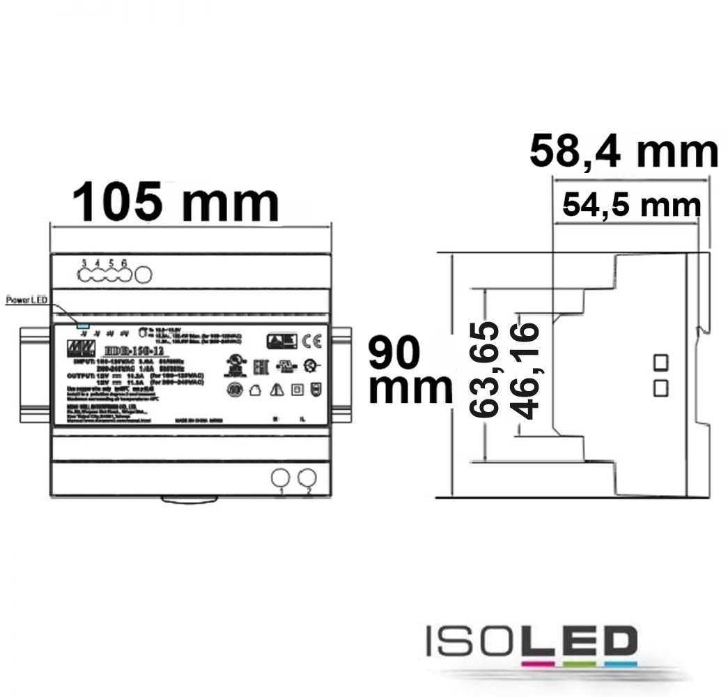 ISOLED LED Hutschienen-Trafo MW HDR-150-48 Pic_1