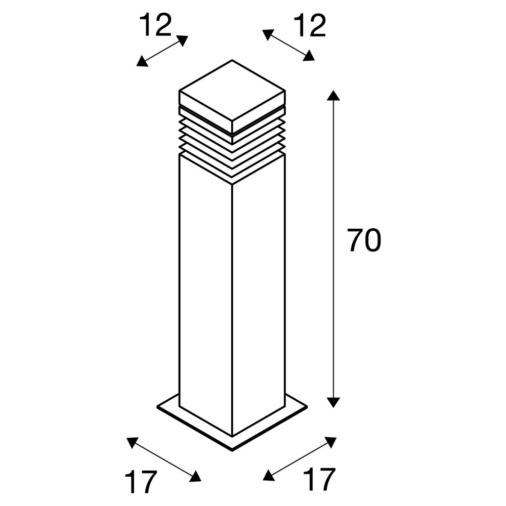 Slv ARROCK GRANITE 70 Pole eckig E27 grau Pic_1