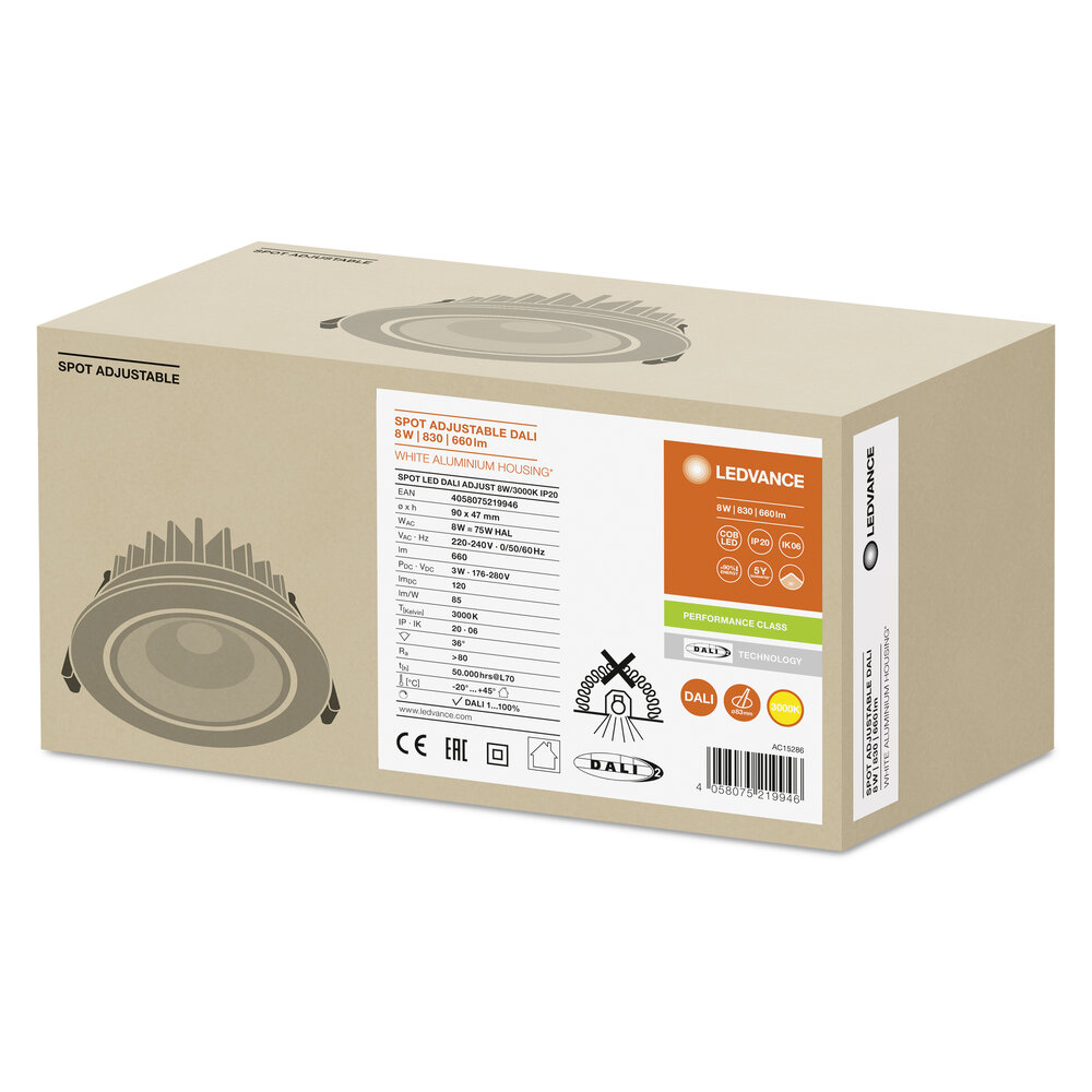 LEDVANCE GMBH SPOT ADJUST DALI 8 W 3000 K IP20 WT Pic_2