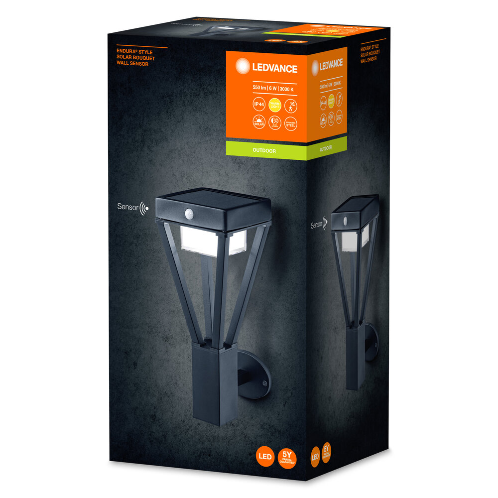 Ledvance ENDURA Style Solar Bouquet Wall Sen 6W Black Pic_1