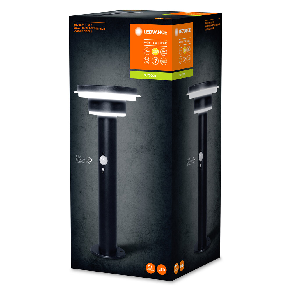 Ledvance ENDURA Style Solar 40cm Post Sensor Double Circle Pic_1