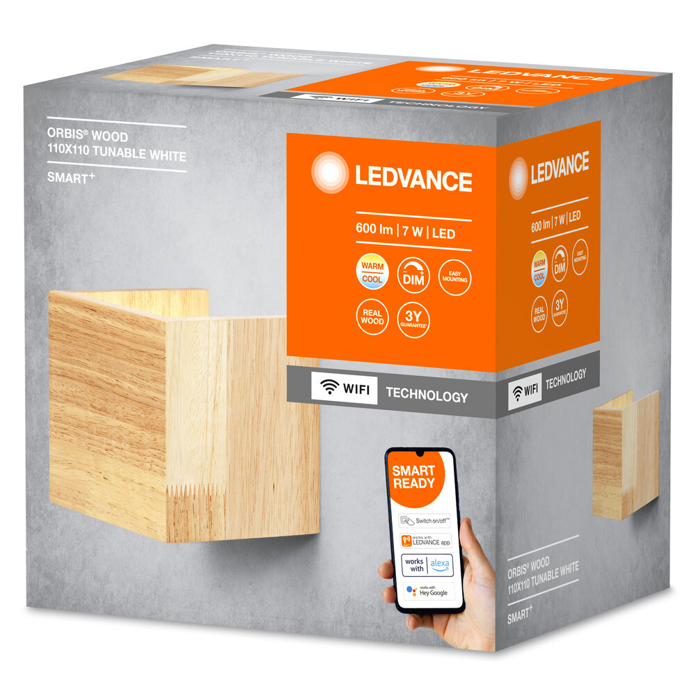 Ledvance SMART+ Wifi Orbis Wall Wood 110X110mm TW Pic_1