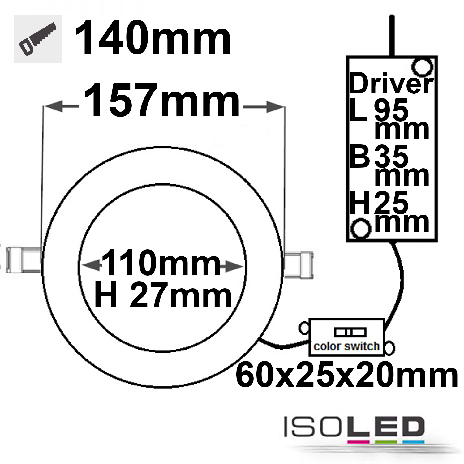 ISOLED LED Downlight, 15W, ultraflach Pic_1