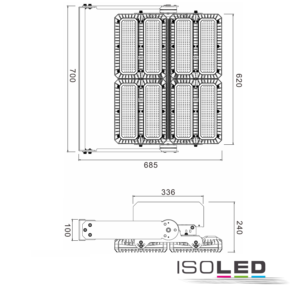 ISOLED LED Flutlicht 900W, 130x40° Pic_2