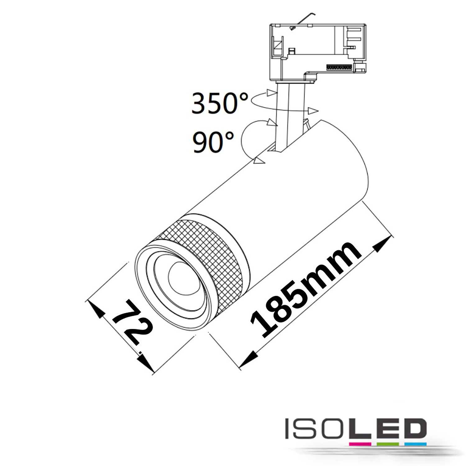 ISOLED 3-PH Schienen-Strahler fokussierbar, 24W Pic_1