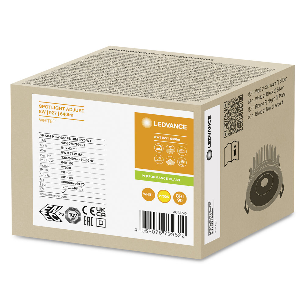 Ledvance SP ADJ P 8W 927 PS DIM IP20 WT Pic_1