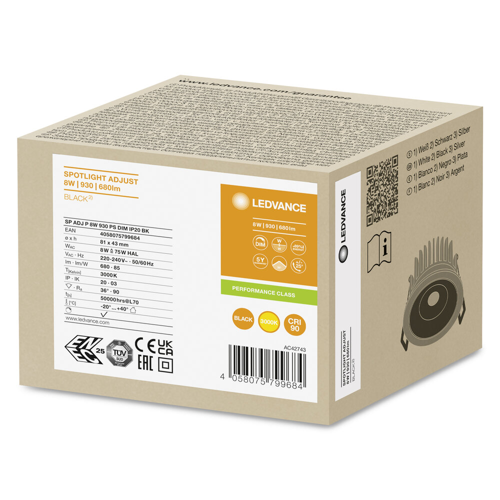 Ledvance SP ADJ P 8W 930 PS DIM IP20 BK Pic_2