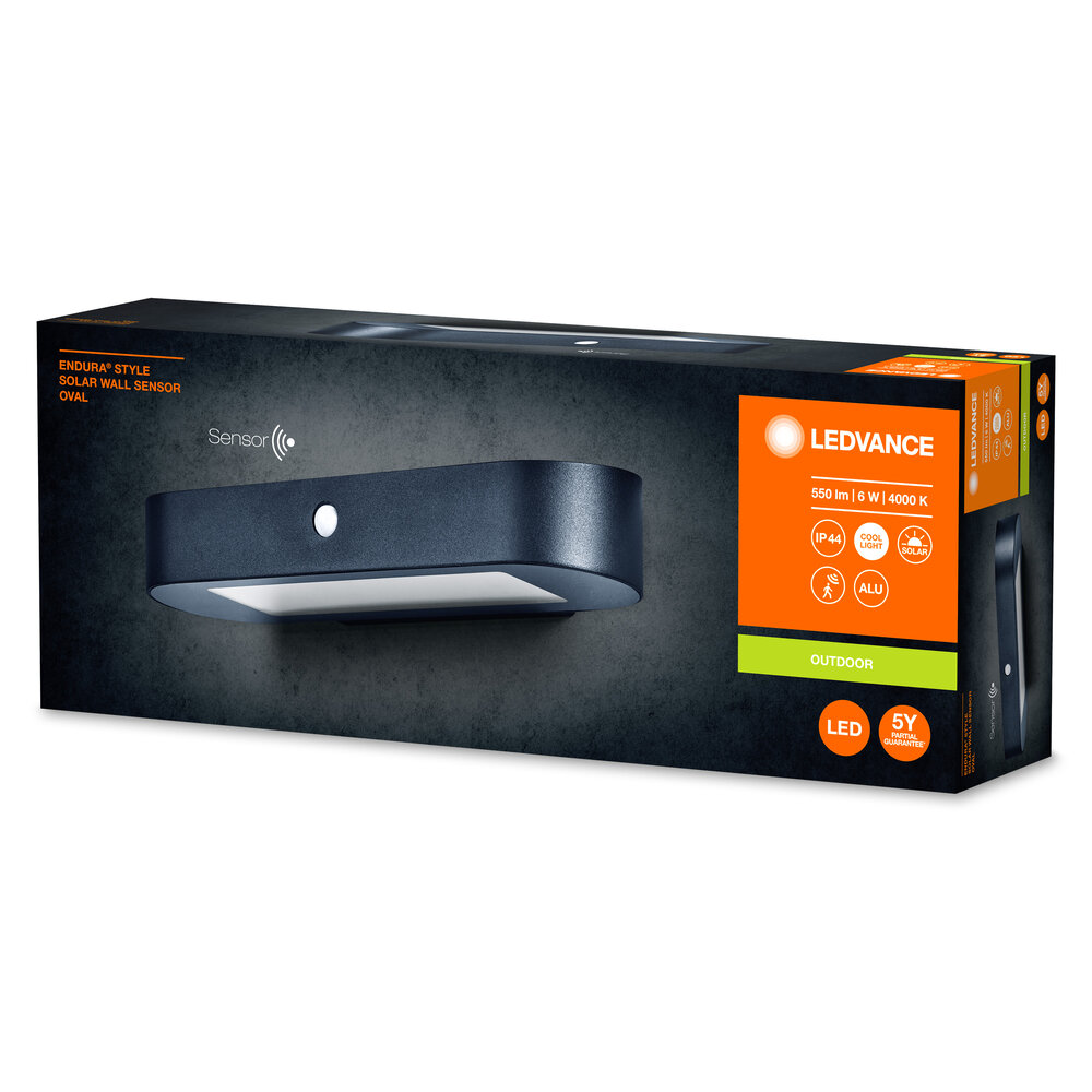 Ledvance ENDURA Style Solar Oval Wall Sensor 6W 4000K Pic_1