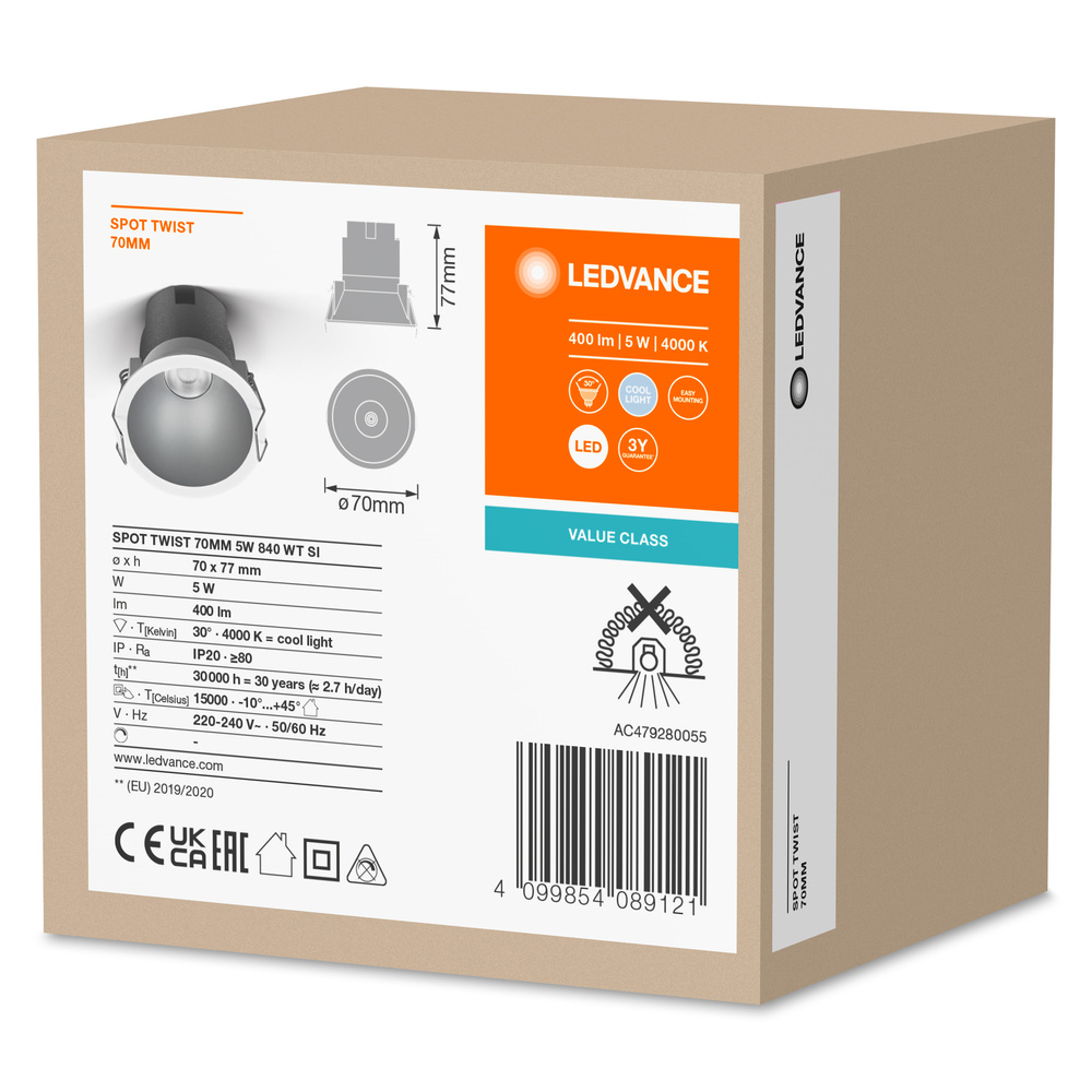 Ledvance Spot Twist 70mm 5W 4000K White Silver Pic_2
