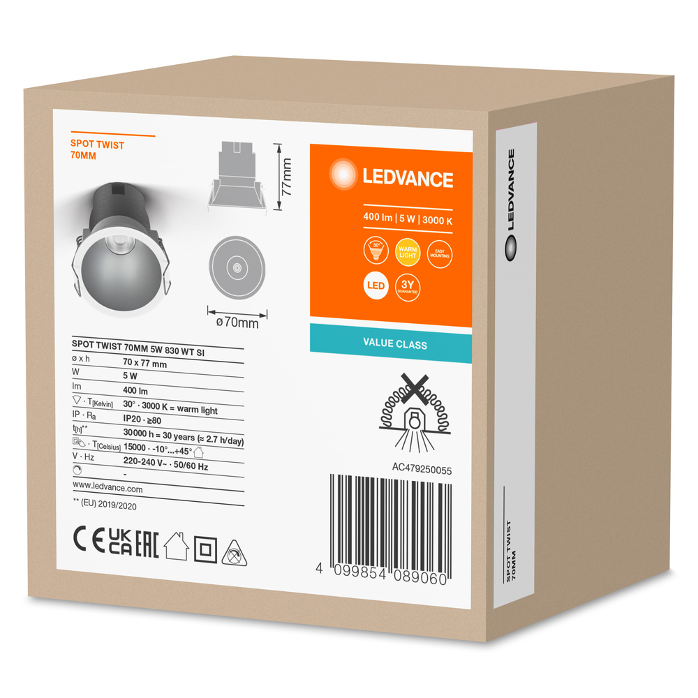 Ledvance Spot Twist 70mm 5W 3000K White Silver Pic_2