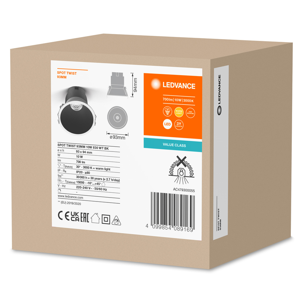 Ledvance Spot Twist 93mm 10W 3000K White Black Pic_1